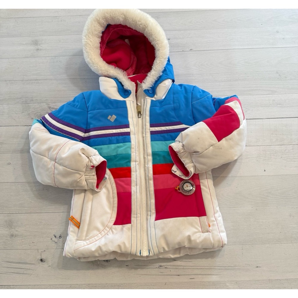 Obermeyer girls white blue pink ski snowboard winter jacket size 4‎